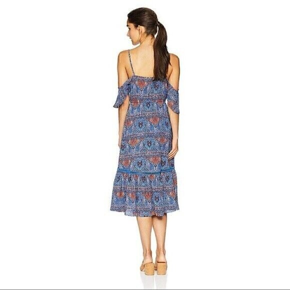 Jack by BB Dakota Dress Size Small Women's Marrakeh Blue Off Shoulder NEW - Picture 2 of 7